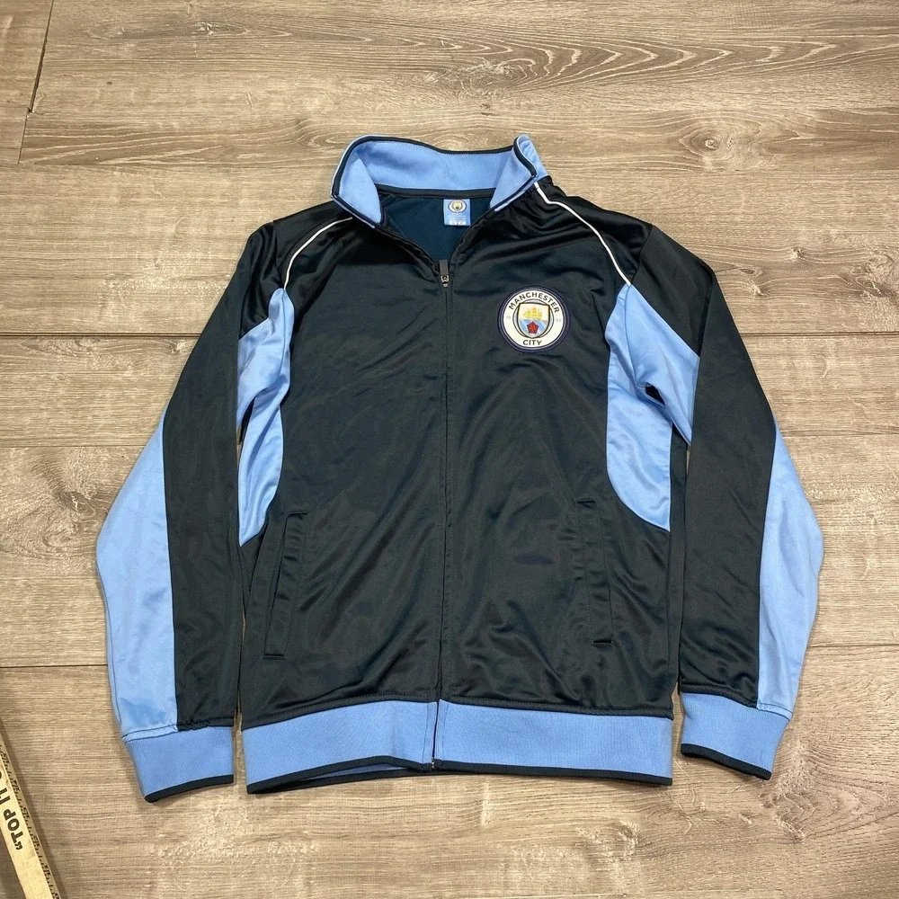 Manchester City Jacket‎ Mens Small Blue Black Soccer Football Zip Track Top